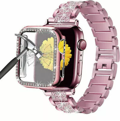 $17.99 • Buy Crystal Bling Band Case IWatch Strap For Apple Watch Series 8 7 SE 6 5 3 42 45mm