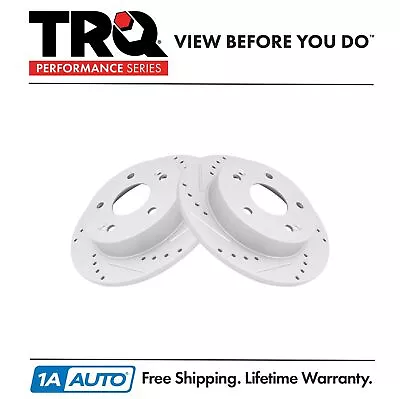 TRQ Performance Disc Brake Rotor Drilled & Slotted Rear G-Coated Pair • $64.95