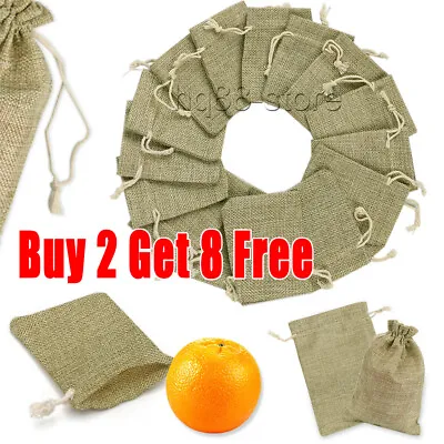 £1.76 • Buy Small Drawstring Pouch Bags Burlap Jute Hessian Wedding Favor Gift Cand 4 Sizes