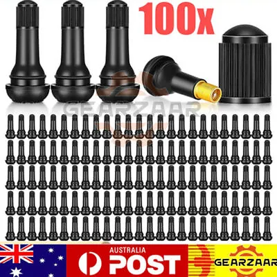 100x Tubeless TR413 Rubber Snap-In Valve Stem Wheel Tire Tyre Dust Cap Cover • $21.29