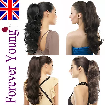 Wrap Around Mega Thick Ponytail Clip In Hair Extensions Real Fake Long Hair UK • £9.99