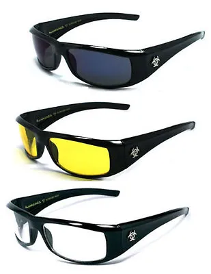 3 PAIRS COMBO Biohazard Rectangular Slim Sunglasses Motorcycle Riding UV Protect • $34.27