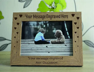 £10.99 • Buy Personalised Engraved Wooden Photo Frame Any Text New Baby Wedding Anniversary