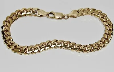 9ct Yellow Gold On Silver Men's Cuban Curb Bracelet - 8.5 Inch • £39.95