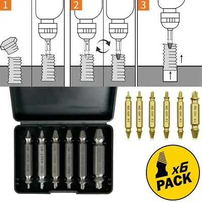 6 X Screws Studs Extractor Broken Damaged Bolts Screw Remover Puller Tool Set UK • £3.95