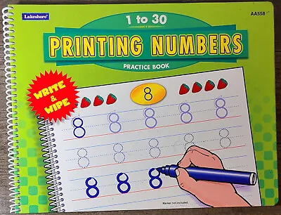$6.99 • Buy Lakeshore 1 To 30 PRINTING NUMBERS Practice Book (Hardcover) Dry Erase