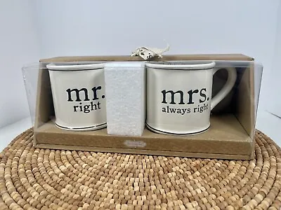 Mud Pie 'Mr Right & Mrs Always Right' Coffee Mug Newlyweds Wedding Engaged Gift • £26.26