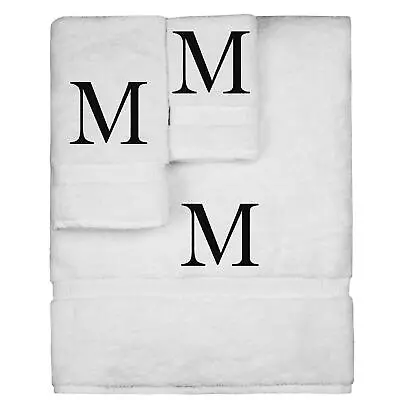 Monogrammed Towel Set Personalized Gift Set Of 3- Black Block Letter Embroi... • $55.30