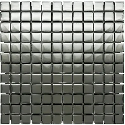 £7.90 • Buy Mirror Gloss Silver Glass Mosaic Tiles Walls Floors Bathroom Splashback Kitchen