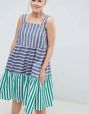 $30 • Buy NWOT ASOS Design Striped Midi Tiered Summer Dress Size 22