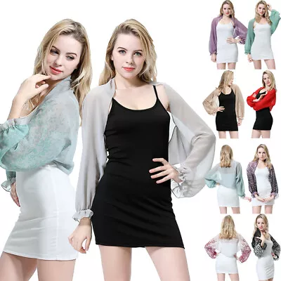 £7.31 • Buy Summer Women Chiffon UV Protection Arm Sleeve Shrug Cover Shawl Wrap Top Cape
