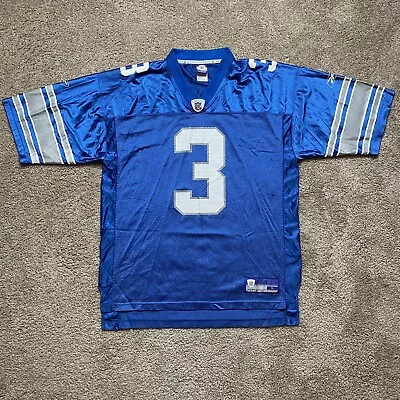 Vintage NFL Detroit Lions #3 Joey Harrington Reebok Jersey Blue Size Large • $49.99