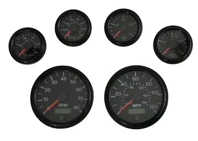 6 Gauge Set SpeedoTacho (8KRPM)OilTempFuelVolt Black/black Bezel 001BB • $190