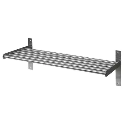 IKEA GRUNDTAL Kitchen Wall Shelf Rack Holder Stainless Steel Home Storage 60cm • £22.99
