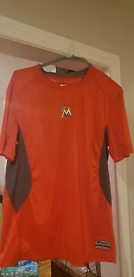 Nike Pro Combat Miami Marlins Men's T-Shirt Short Sleeve Activewear Orange XL • $11.99