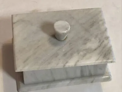 Vintage Marble Trinket Box With Lid Gray Sparkle Felted Bottom 6 X 4.5 Inches • $36.45