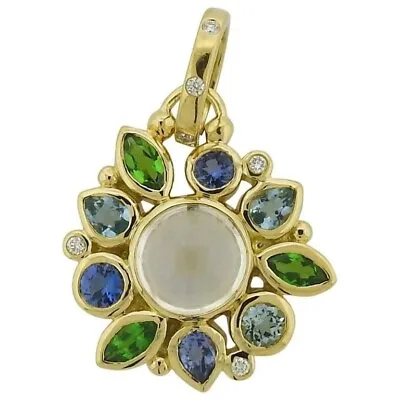 $2799 • Buy 18k Gold Temple St Clair Anima Pendant Diamonds Moonstone Aquamarine Tanzanite