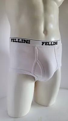 2 Vtg RARE FELLINI MENS White Cotton Briefs Tighty Whity Underwear L • $24.50