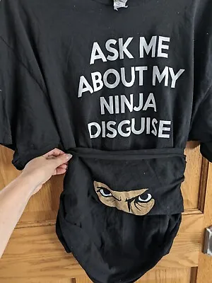 Men's Black Ninja Costume Funny T Shirt   Ask Me About My Ninja Disguise  Saying • $9.96