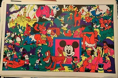 DISNEY AFTER DARK VINTAGE 1970's BLACKLIGHT HEADSHOP POSTER By WOLLY WOOD -NICE! • $179.95