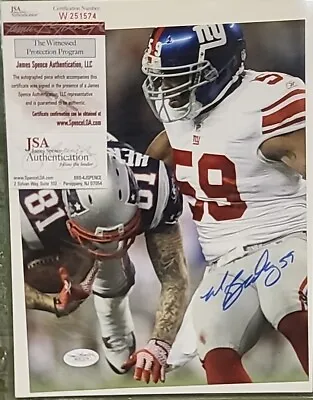 JSA COA Michael Boley SIGNED 8x10 Photo Giants Most SB Tackles XLVI AUTOGRAPHED  • $29