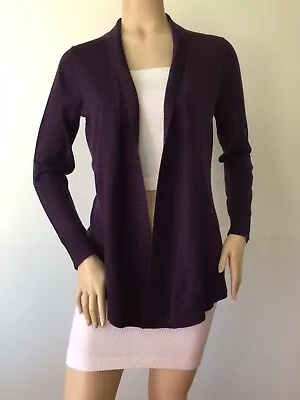 Victor Alfaro Sz. M Purple 100% Wool Open Front Cardigan Sweater • $14.95