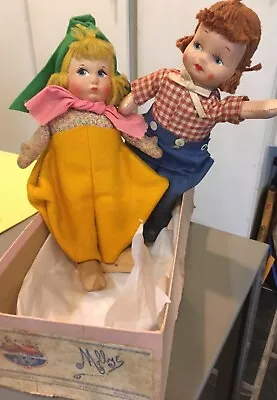 Vintage  2  1940's  12   Mollye Dolls Original Box Molded Cloth Faces • $28