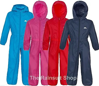 TRESPASS KIDS BUTTON SUIT WATERPROOF ALL IN ONE PUDDLE RAINSUIT 12 MTHS To 8YRS • £13.75