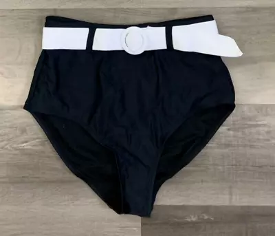 Unique Vintage Black & White Belted Swim Suit Bottoms XL Size 14 • $34.99