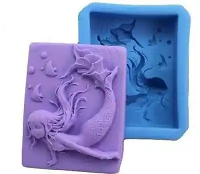 New Mermaid Shape Silicone Soap Mould FimoClay Handmade Craft Art DIY Soap Mold • £6.59