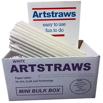 Paper Straws Artstraws Mini School Bulk Pack White Art Straws Thick 250 • £16.05