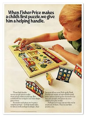 Fisher-Price Pick-Up & Peek Puzzles Vintage 1972 Full-Page Magazine Toy Ad • $7.76