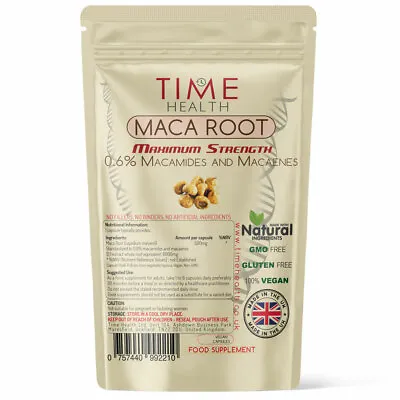 £15.99 • Buy Time Health Maca Root Capsules Extract 6000mg High Strength Energy Support