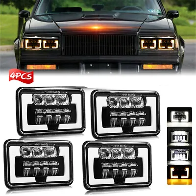 4PCS 4x6  Inch LED Headlights DRL Hi/Lo For 1982-1987 Buick Regal Chevy Camaro • $89.08