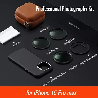 Magnetic Attractable Leather Phone Case For IPhone 15 Mobile Phone Lens Filter • $56