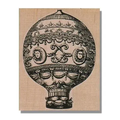 Wood Rubber Stamp HOT AIR BALLOON Flying Victorian Steampunk Media Balloon • $11.74