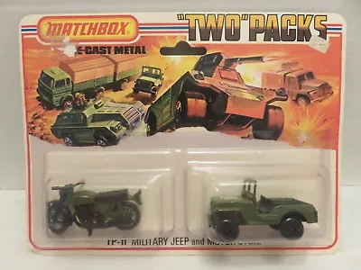 1975 Matchbox 2 Twin Pack TP-11 Military Jeep And Motorcycle  • $73.50