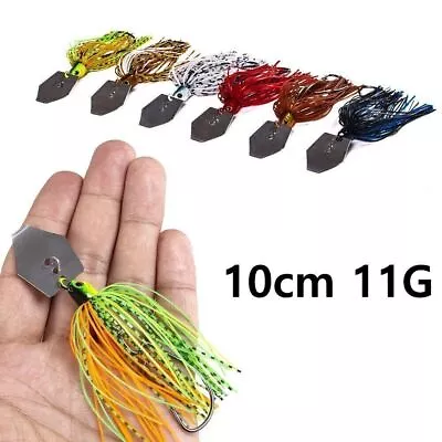 6x 11g Chatterbait Blade Bait Rubber Skirt Buzzbait Fishing Bait Fishing Lure • $24.43