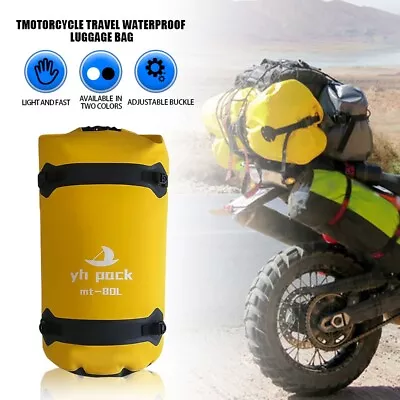 80L Motorcycle Waterproof Dry Luggage Outdoor Cycle Touring Roll Pack Bag Yellow • $29.99