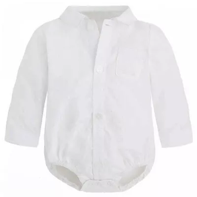 £11.90 • Buy Baby Boy White Smart Shirt Style Formal Bodysuit Body Shirt Long  Sleeve 0-18M 
