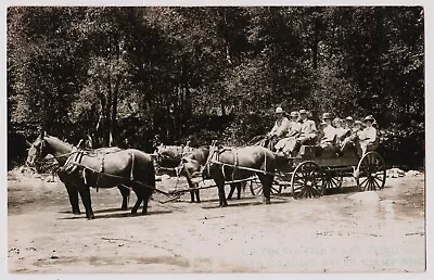 Horse Drawn Wagon For Camp Rincon !! -  RPPC Postcard • $9.95