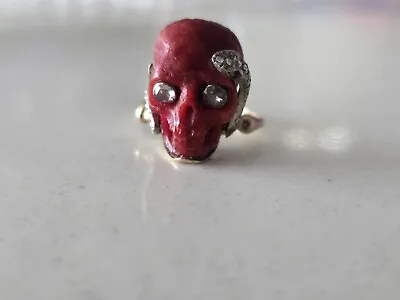Rare Victorian Memento Mori 14k Coral And Diamond Skull Ring • $5995