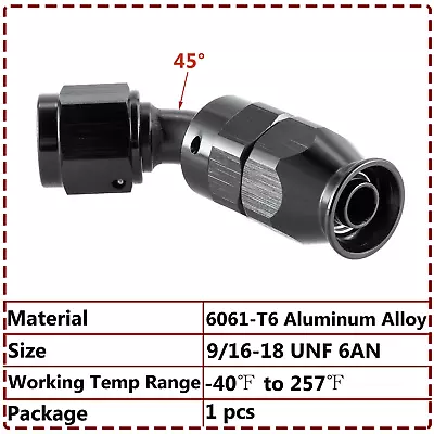 -6AN 45 Degree Hose End Swivel 6 AN Fitting -6AN • $7.99