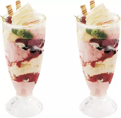 Royal Cuisine Set Of 2 Milkshake Glasses 360Ml Knickerbocker Glory Dessert Sunda • £14.12