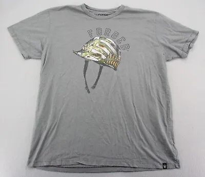 Forged T Shirt 2XL Gray Made USA Army M1 Helmet Graphic Tee Logo Military Men • $18.87