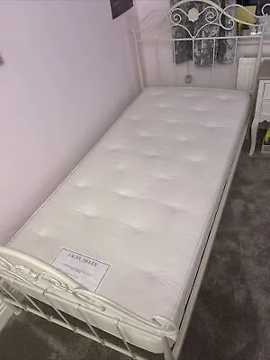 Laura Ashley Ivory Cream Alice Solid Single Metal Slatted Bed Frame & Mattress • £200