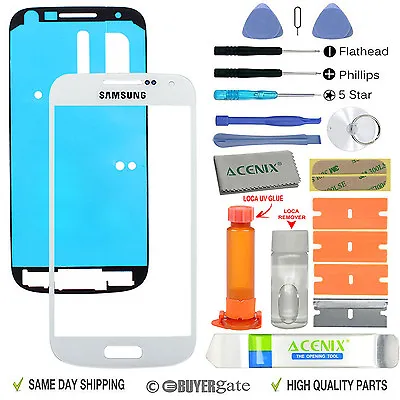 Samsung Galaxy S4 Mini Front Glass Lens Screen Replacement Kit White + UV Glue • £8.99