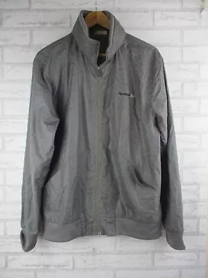 Reebok Classic Vintage Mens Jacket Grey British Flag S? Pockets Long Sleeve • $35