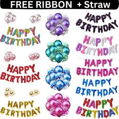 Happy Birthday Balloons Banner Self Inflating Bunting Decoration Letters Balloon • £4.45