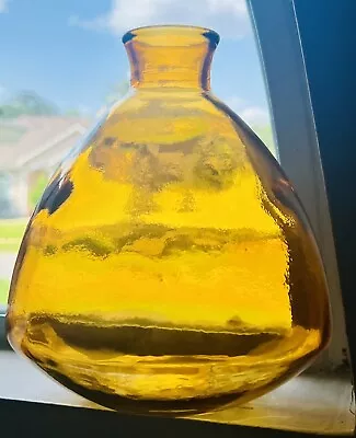 Amber Gold Glass Decor Bottle Vintage MCM Appearance Decanter • $9.99